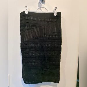 RACHEL Rachel Roy Black Crochet Pencil Skirt